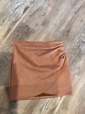 Windsor Rust-Orange Wrap-Front Mini Skirt